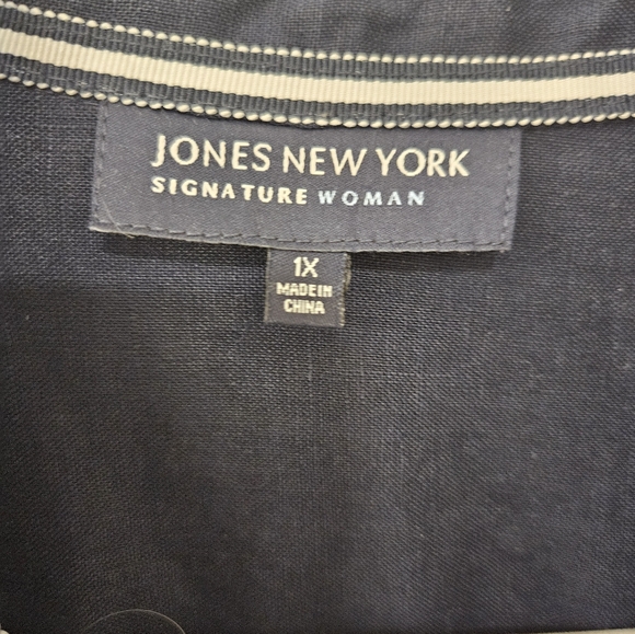 NWOT - Linen Jones New York Navy Blouse w Roll-Up Sleeves - Size 1X - Picture 6 of 11